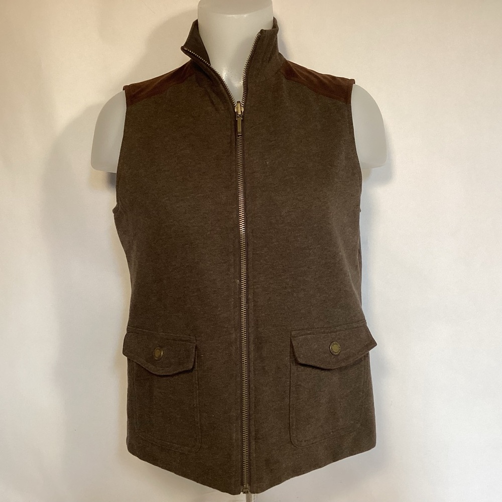 Petite Lauren Ralph Lauren Reversible Vest Heather and brown Women’s size Small